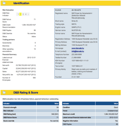 Dun & Bradstreet Investigation service