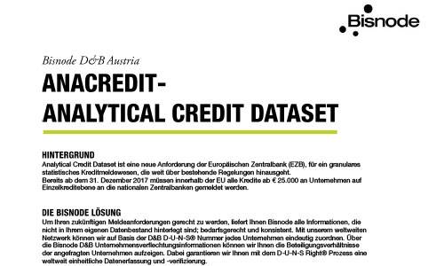 Produktflyer Bisnode AnaCredit Datensatz