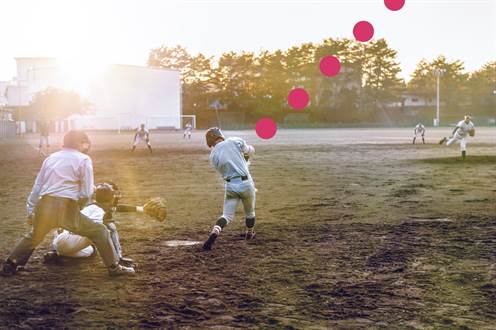 Baseballspiel mit Sonnenuntergang